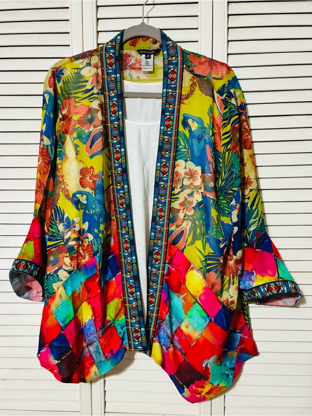 NWOT.  John Mark Med Floral Printed sheer jacket